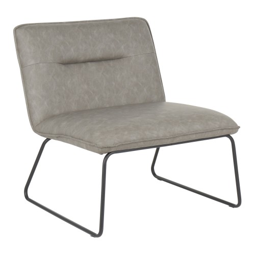 Casper Accent Chair (Grey Faux Leather + Black Metal)